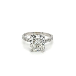 2.15 CT-4.15 CT Radiant CVD Diamond Pave Setting Engagement Ring