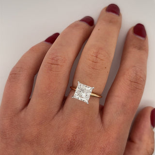 Bague de fiançailles avec solitaire en diamant princesse CVD de 1,30 CT à 3,30 CT