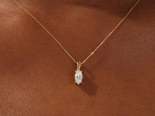 Collier solitaire en diamant et moissanite marquise de 1,0 ct