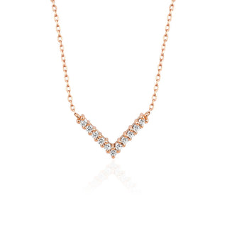 Collier en forme de V avec diamant en moissanite ronde de 0,10 TCW