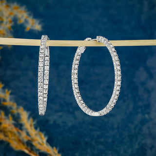 Boucles d'oreilles créoles rondes en diamant et moissanite 2,66 TCW