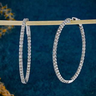 2.30 TCW Round Moissanite Diamond Hoop Earrings