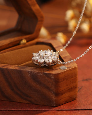 0.50 CT Round Moissanite Diamond Floral Necklace