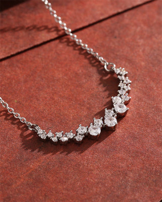 1.20 TCW Round Moissanite Diamond Cluster Necklace