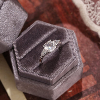 1.0 CT Cushion F/VS1 CVD Diamond Three Stone Style Engagement Ring