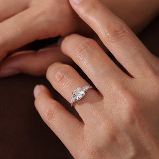 1.0 CT Cushion F/VS1 CVD Diamond Three Stone Style Engagement Ring