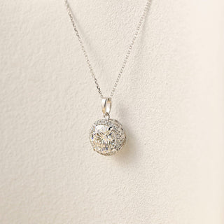 0.50 CT Round Moissanite Diamond Halo Necklace