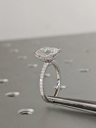 1.50-3.50 CT Radiant  CVD Diamond Pave Setting Engagement Ring