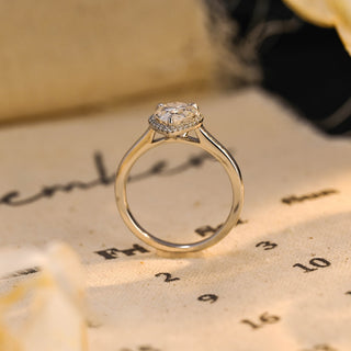 Bague de fiançailles solitaire avec halo de diamants taille poire F/VS1 CVD de 1,25 CT à 3,25 CT