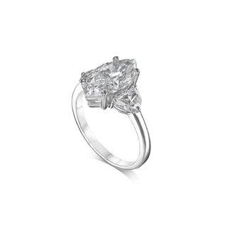 1.0-3.30 CT Marquise CVD Diamond Three Stones Engagement Ring