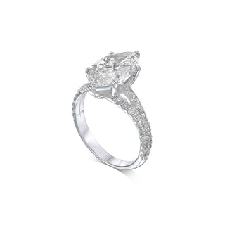 Bague de fiançailles style tige fendue avec diamants Marquise CVD de 1,30 CT à 3,30 CT