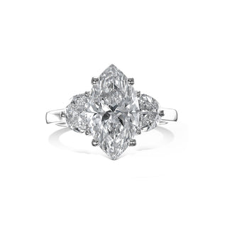 1.0-3.30 CT Marquise CVD Diamond Three Stones Engagement Ring