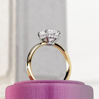 Bague de fiançailles solitaire avec halo caché en diamant CVD coussin de 1,0 à 3,0 ct