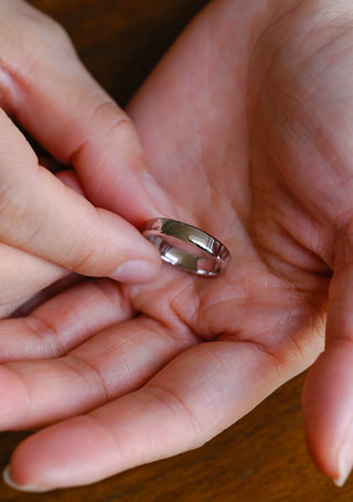 Alianzas de boda sencillas de oro blanco macizo de 14 quilates, regalos para ella