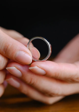 Alianzas de boda sencillas de oro blanco macizo de 14 quilates, regalos para ella