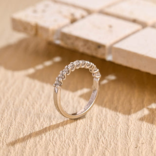 Round Cut Moissanite Diamond Half Eternity Wedding Band