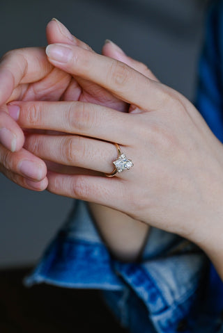 Anillo de compromiso con diamantes CVD de talla marquesa de 1,0 a 3,0 quilates