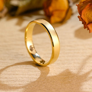 18K Solid Yellow Gold Plain Wedding Band Gifts for Women