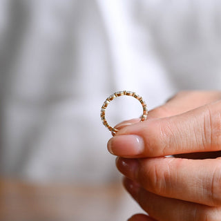 Alianza de boda de eternidad completa con diamantes de moissanita de talla marquesa