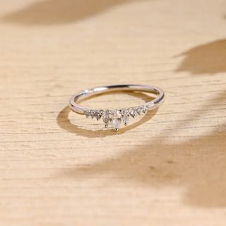 Round & Pear Cut Moissanite Diamond Half Eternity Wedding Band