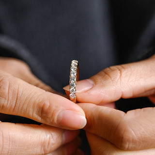 Alliance de mariage 3/4 en diamants Moissanite à coupe ronde pour femme