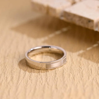 14K Solid Gold Plain Milgrain Wedding Band for Her