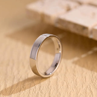 14K Solid Gold Plain Milgrain Wedding Band for Her