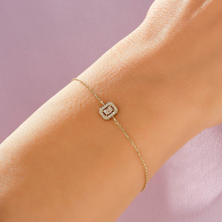 Bracelet délicat en moissanite baguette et ronde de 0,20 TCW