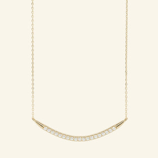 0.18 TCW Round Moissanite Curved Bar Necklace