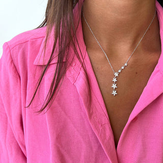 Collier Lariat en forme d'étoile en moissanite ronde de 0,10 TCW