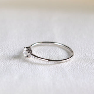 0.24 TCW Round Moissanite Minimslit Ring for Women