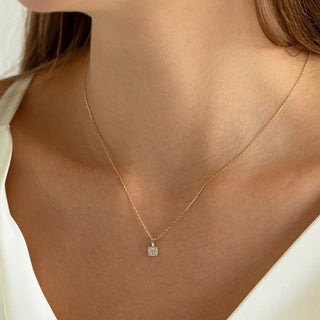 0.18 TCW Round & Baguette Moissanite Square Necklace