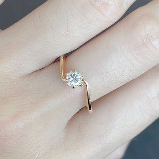 0.20 CT Round Moissanite Solitaire Minimalist Ring