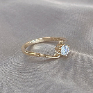 0.20 CT Round Moissanite Solitaire Minimalist Ring