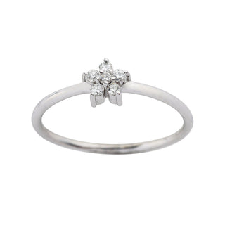 Bague délicate en forme de fleur en moissanite ronde de 0,08 TCW