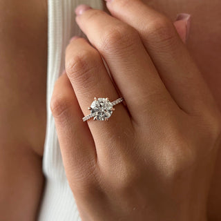 2.0 CT Round Moissanite  Pave Setting Engagement Ring