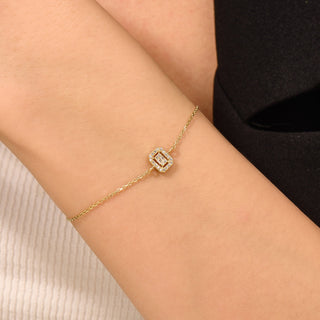 0.20 TCW Baguette & Round Moissanite Dainty Bracelet