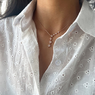 0.10 TCW Round Moissanite Star Lariat Necklace