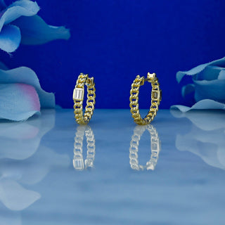 0.80 TCW Baguette Moissanite Diamond Huggie Hoop Earrings