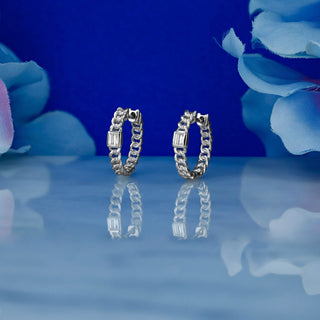 0.80 TCW Baguette Moissanite Diamond Huggie Hoop Earrings