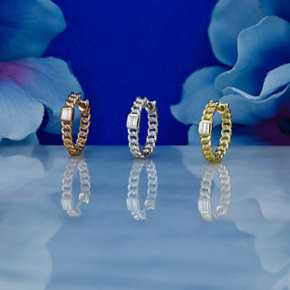 0.80 TCW Baguette Moissanite Diamond Huggie Hoop Earrings