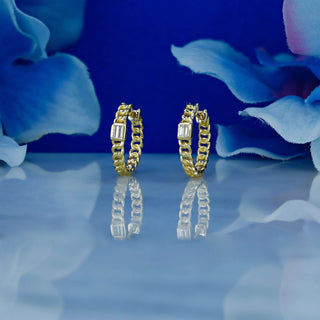 0.80 TCW Baguette Moissanite Diamond Huggie Hoop Earrings