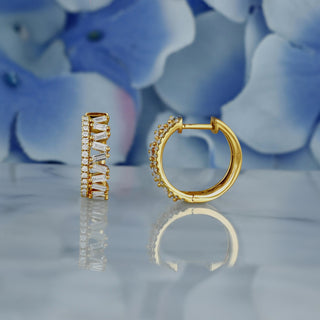 0.81 TCW Round & Baguette Moissanite Diamond Hoop Earrings