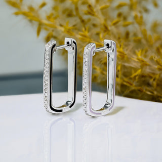 0.15 TCW Round Moissanite Diamond Hoop Earrings