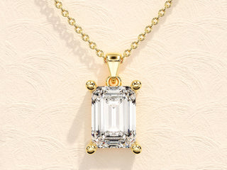 Collier solitaire en diamant et émeraude moissanite de 1,0 ct