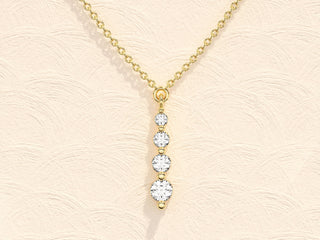 0.11 TCW Round Moissanite Diamond Drop Pendant Necklace