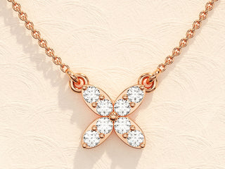 0.24 TCW Round Moissanite Diamond Clover Necklace