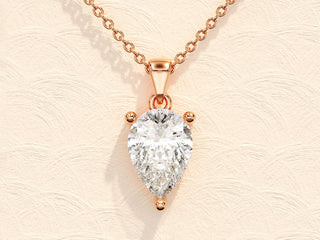 Collier solitaire en diamant et moissanite en forme de poire de 1,0 ct