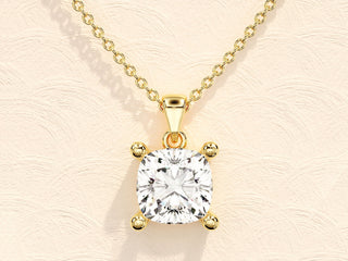 Collier solitaire en diamant avec moissanite coussinée de 1,0 ct