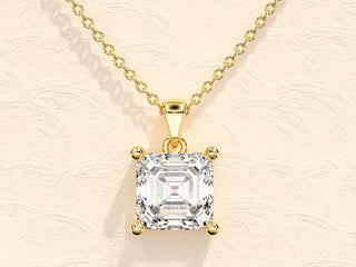 Collier avec diamant solitaire Asscher Moissanite 1,0 ct